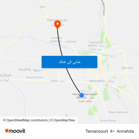 Annahda to Tamansourt map