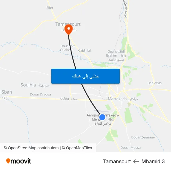 Mhamid 3 to Tamansourt map