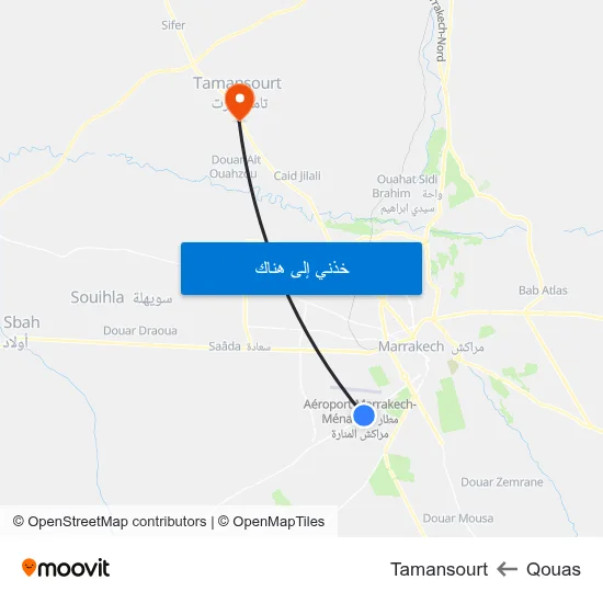 Qouas to Tamansourt map
