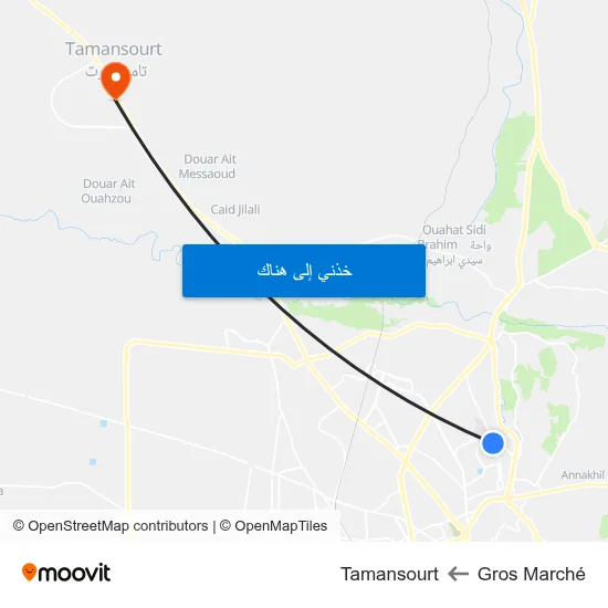 Gros Marché to Tamansourt map