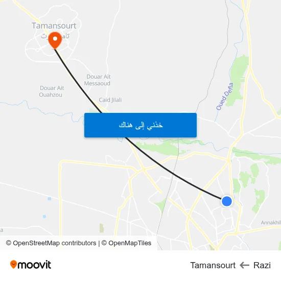 Razi to Tamansourt map