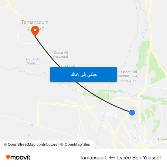Lycée Ben Youssef to Tamansourt map