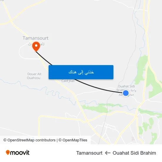 Ouahat Sidi Brahim to Tamansourt map
