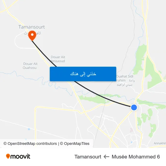 Musée Mohammed 6 to Tamansourt map
