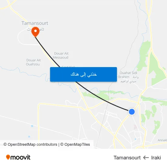 Iraki to Tamansourt map