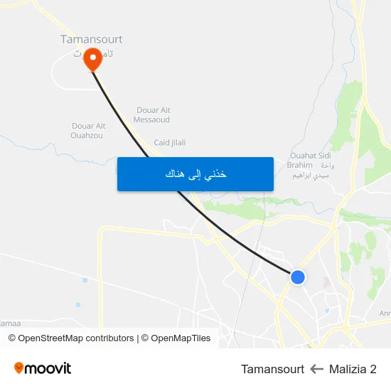 Malizia 2 to Tamansourt map