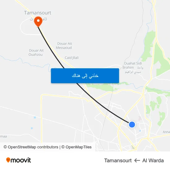 Al Warda to Tamansourt map