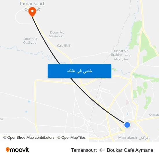 Boukar Café Aymane to Tamansourt map