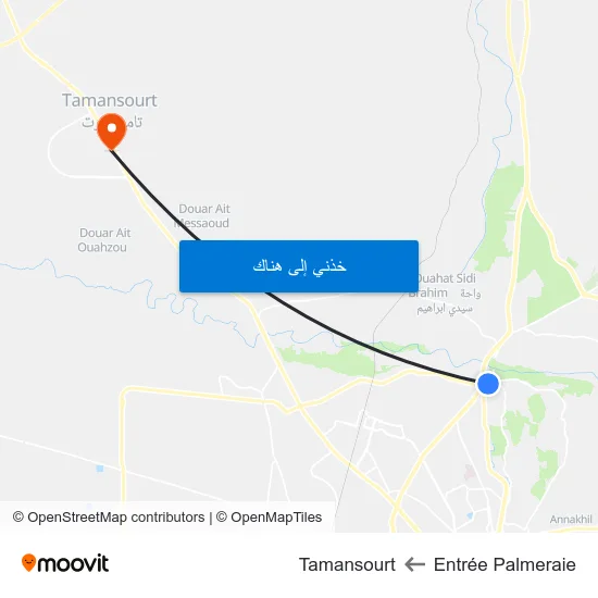 Entrée Palmeraie to Tamansourt map