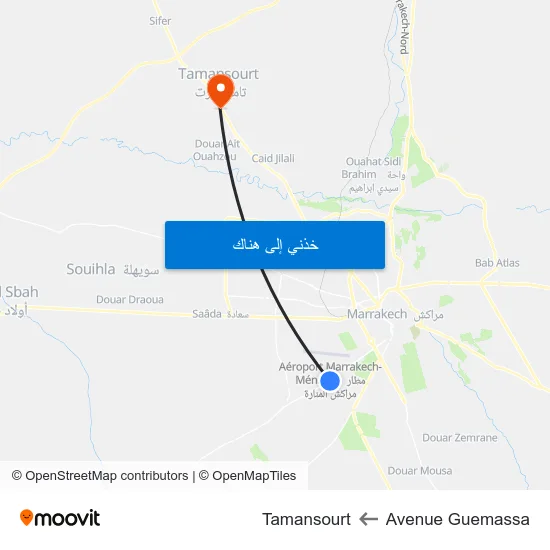 Avenue Guemassa to Tamansourt map