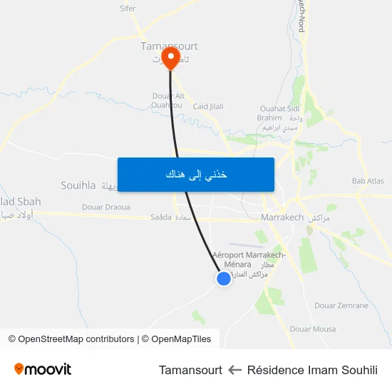 Résidence Imam Souhili to Tamansourt map