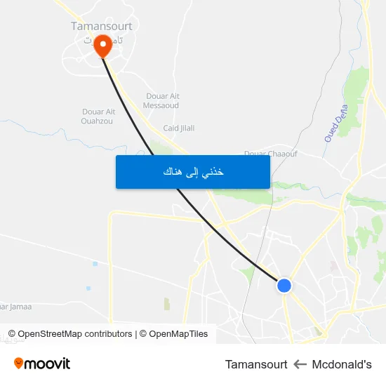 Mcdonald's to Tamansourt map