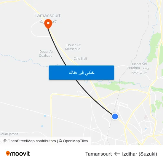 Izdihar (Suzuki) to Tamansourt map