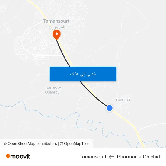 Pharmacie Chichid to Tamansourt map