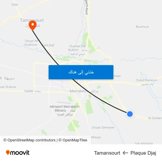 Plaque Djaj to Tamansourt map