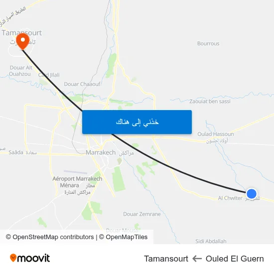 Ouled El Guern to Tamansourt map