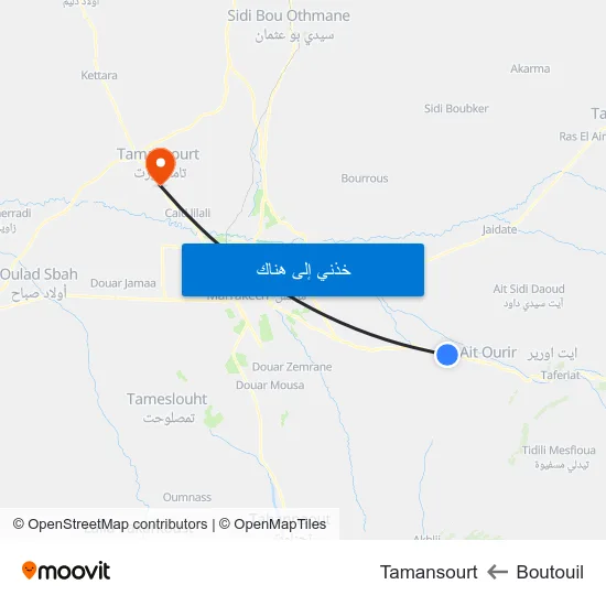 Boutouil to Tamansourt map