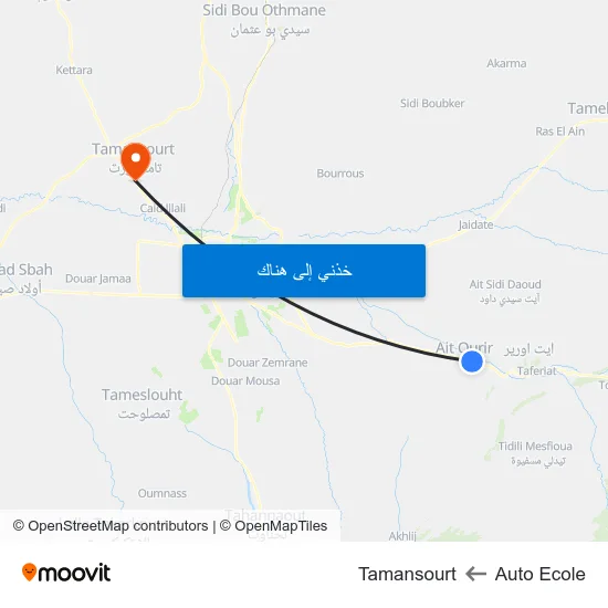 Auto Ecole to Tamansourt map
