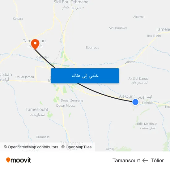 Tôlier to Tamansourt map
