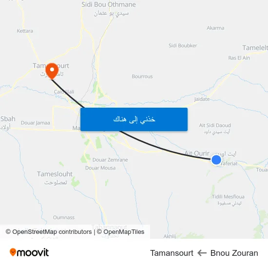 Bnou Zouran to Tamansourt map