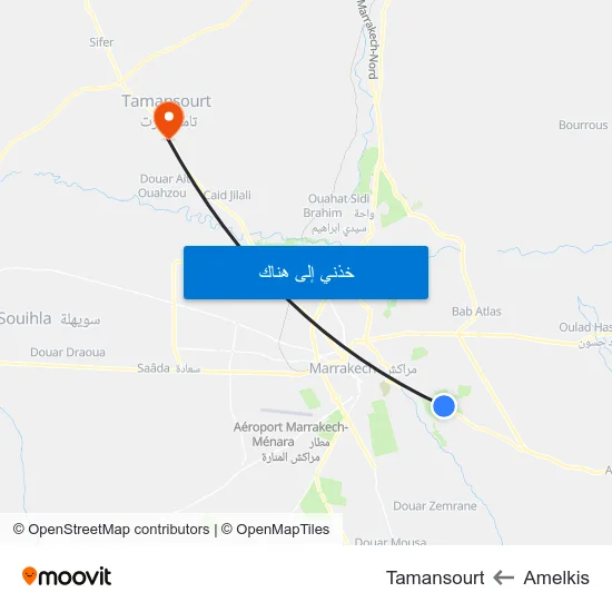 Amelkis to Tamansourt map
