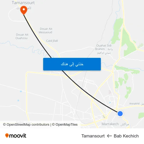 Bab Kechich to Tamansourt map