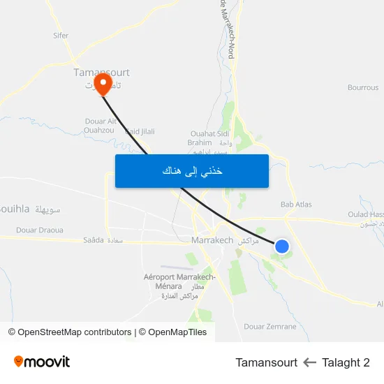Talaght 2 to Tamansourt map