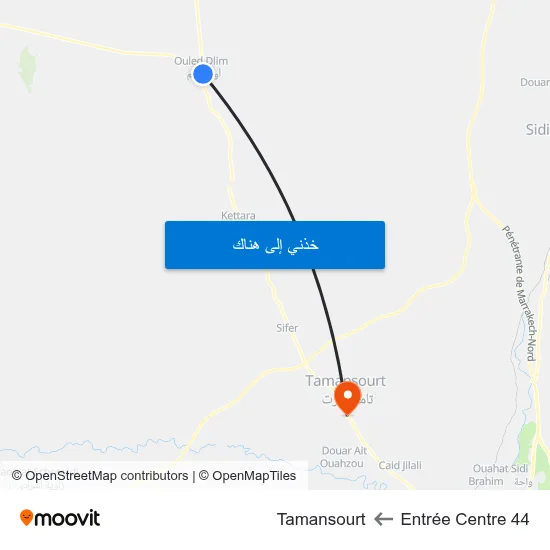 Entrée Centre 44 to Tamansourt map