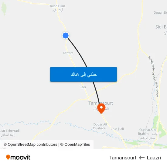 Laazri to Tamansourt map
