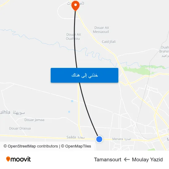 Moulay Yazid to Tamansourt map