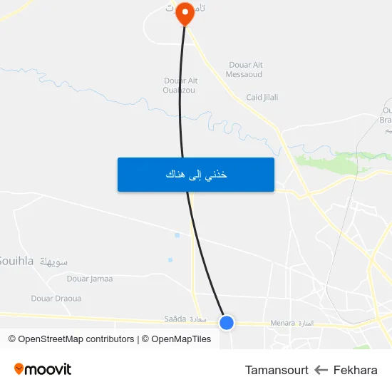 Fekhara to Tamansourt map