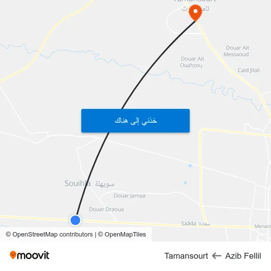 Azib Fellil to Tamansourt map