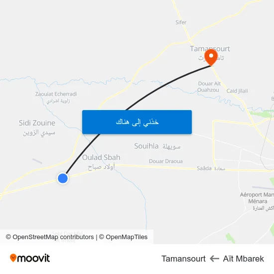 Aït Mbarek to Tamansourt map