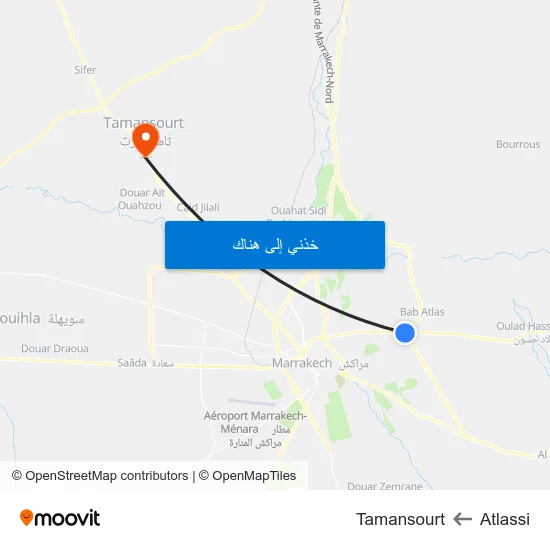 Atlassi to Tamansourt map