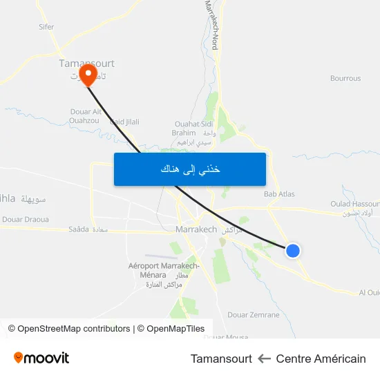 Centre Américain to Tamansourt map