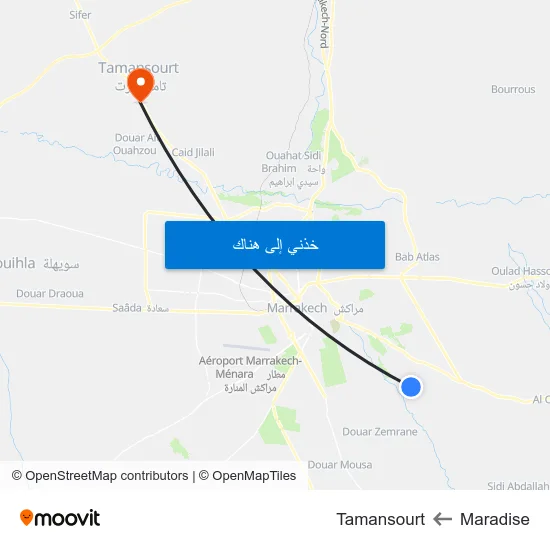 Maradise to Tamansourt map