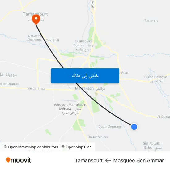 Mosquée Ben Ammar to Tamansourt map