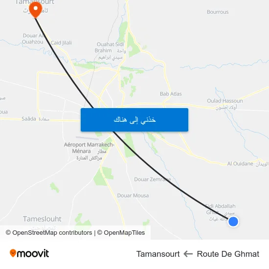 Route De Ghmat to Tamansourt map