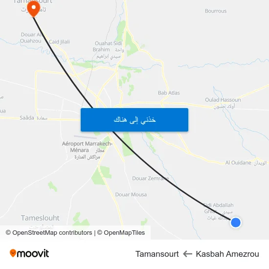 Kasbah Amezrou to Tamansourt map