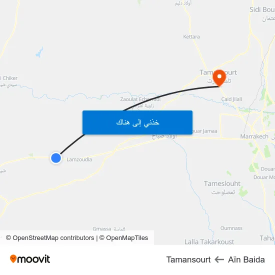 Aïn Baida to Tamansourt map