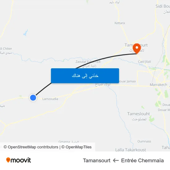 Entrée Chemmaïa to Tamansourt map
