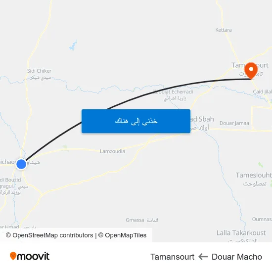 Douar Macho to Tamansourt map