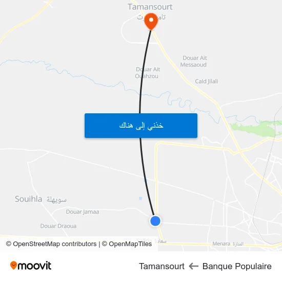 Banque Populaire to Tamansourt map
