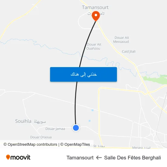 Salle Des Fêtes Berghali to Tamansourt map