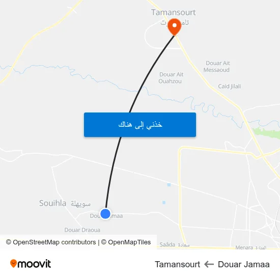 Douar Jamaa to Tamansourt map