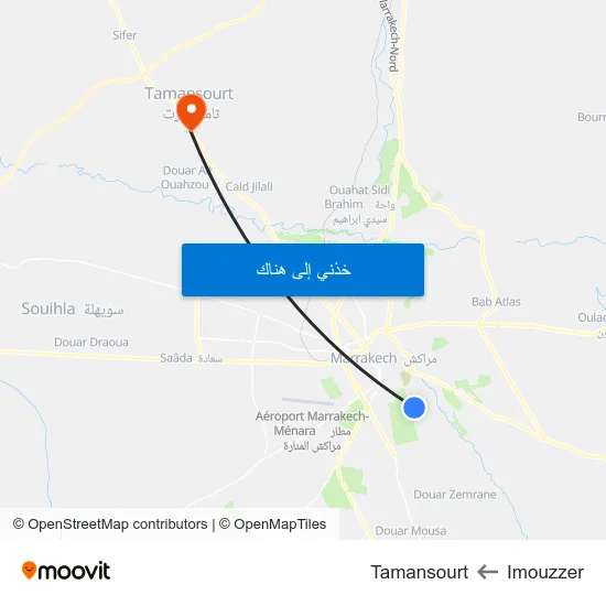 Imouzzer to Tamansourt map