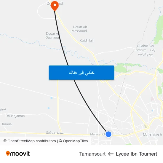 Lycée Ibn Toumert to Tamansourt map