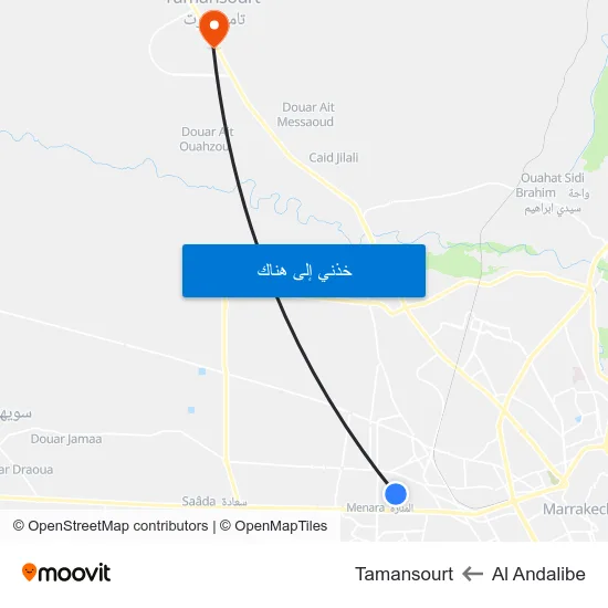 Al Andalibe to Tamansourt map