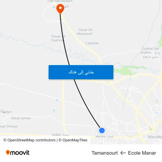 Ecole Manar to Tamansourt map