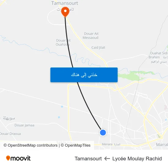 Lycée Moulay Rachid to Tamansourt map